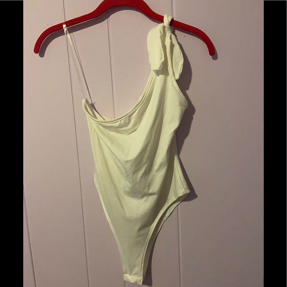 One shoulder tie body suit